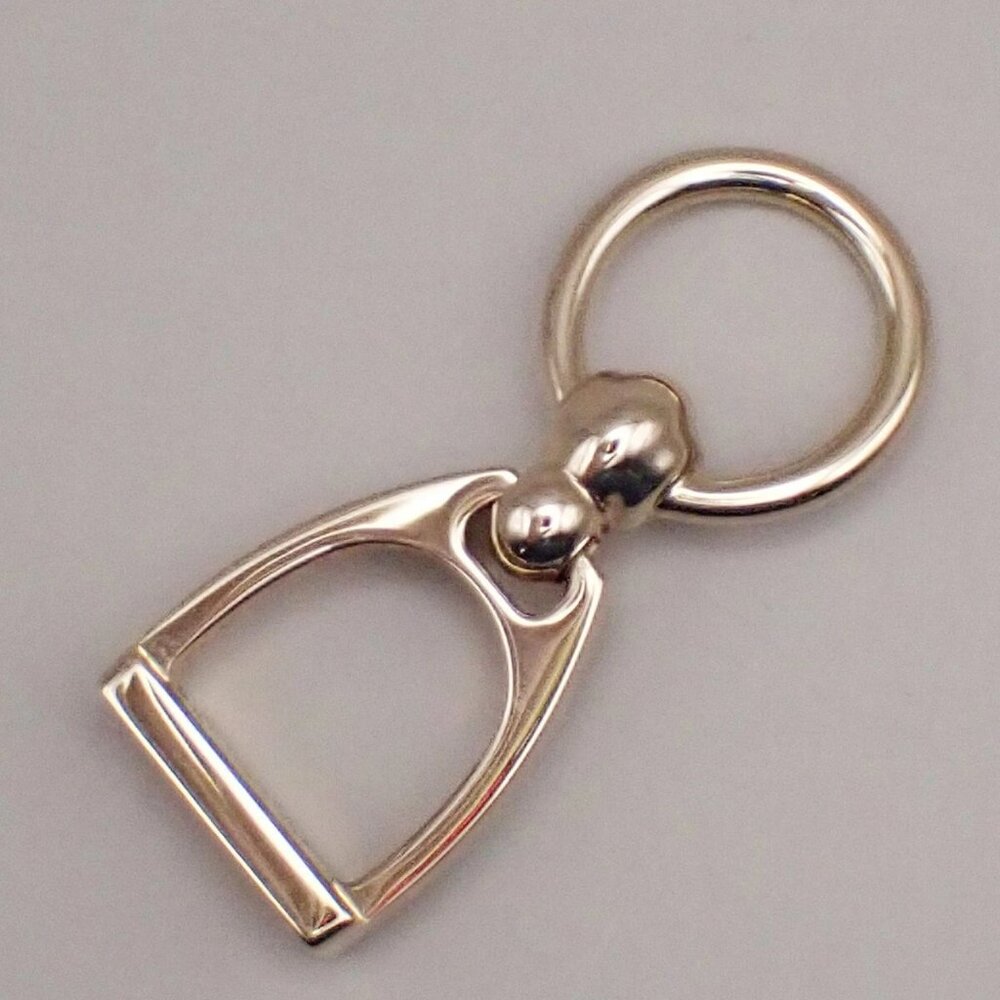 HERMES Logo Charms Etrier Twilly Ring Palladium Plated brass Italy - Picture 11 of 13